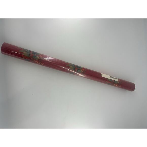 Vintage Hallmark Christmas Wrapping Paper Red Holly Pine 32 Feet Holiday New - Picture 4 of 9